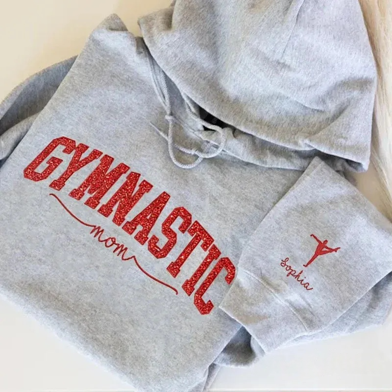 Personalized Gymnastic Glitter Embroidery Hoodie Family Gifts
