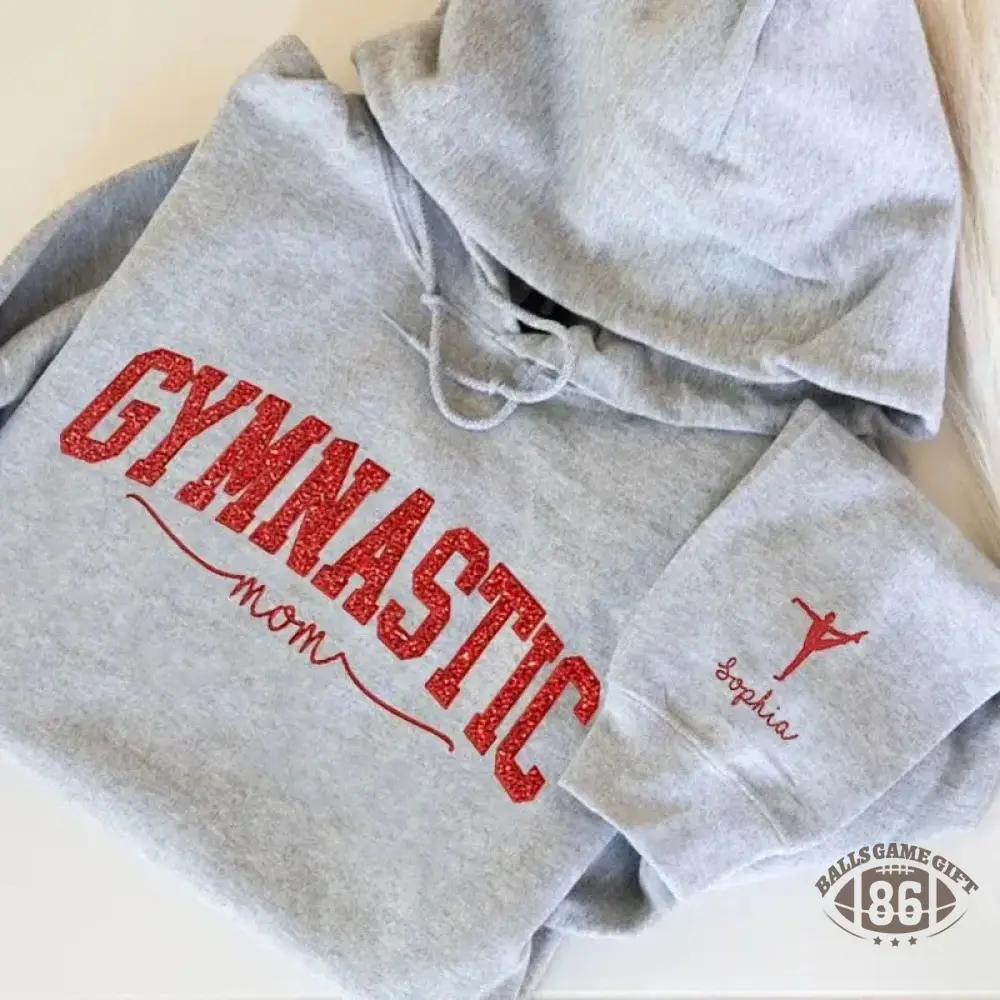 Personalized Gymnastic Glitter Embroidery Hoodie Family Gifts