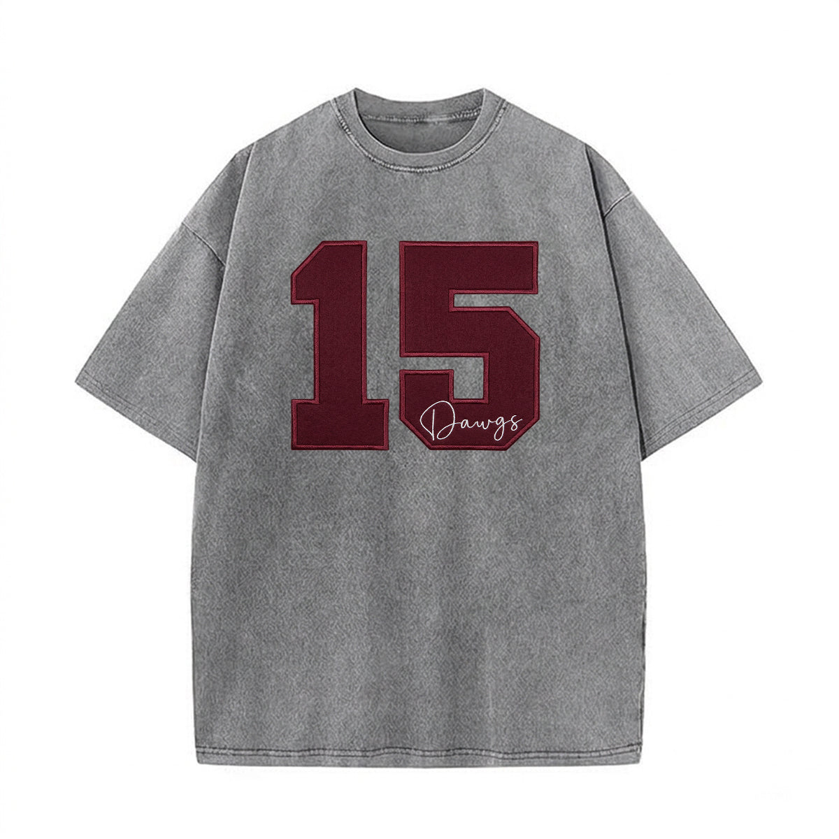 Custom Team Number with Text Washed T-shirt– Personalized Numbers Washed T-shirt