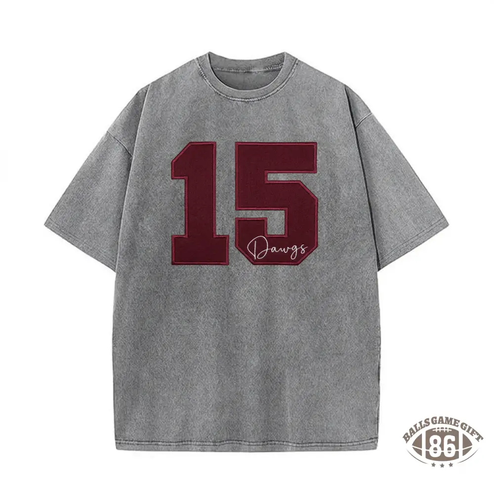 Custom Team Number with Text Washed T-shirt– Personalized Numbers Washed T-shirt