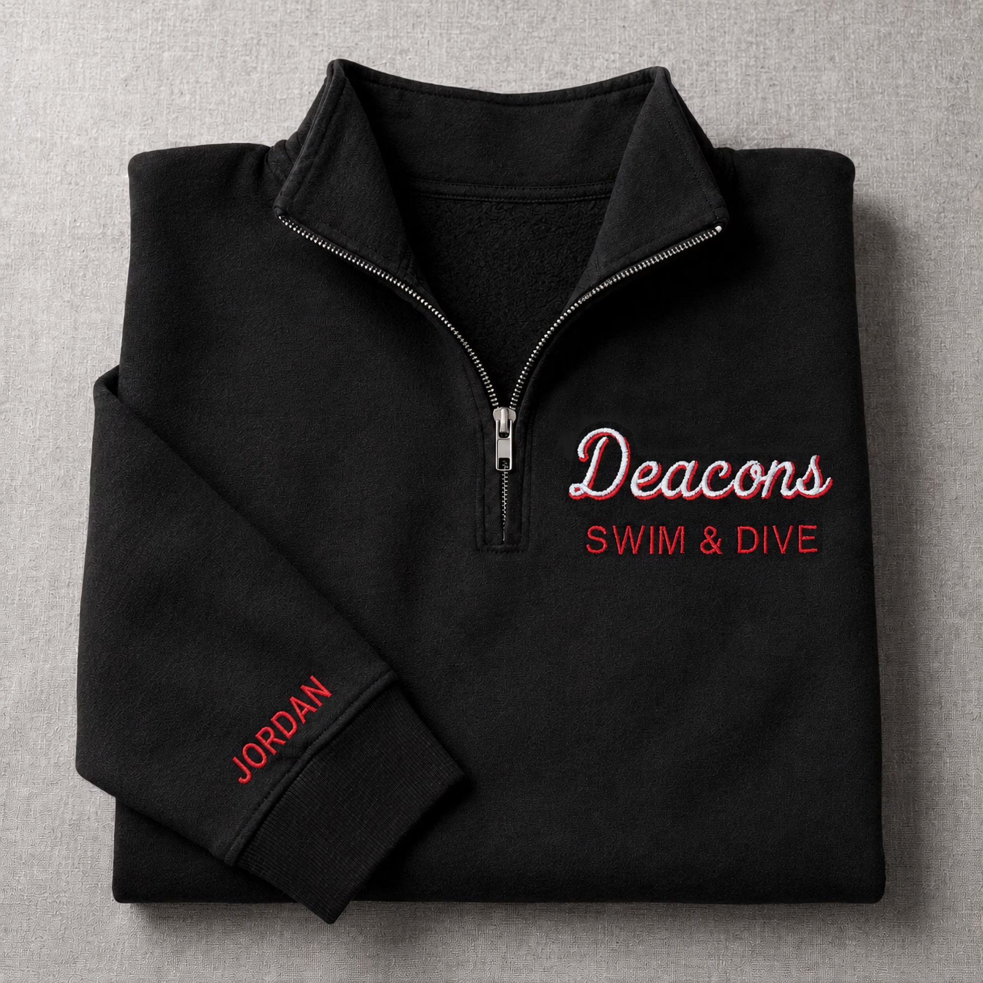 Personalized School Mascot Quarter Zip Sweatshirt | Custom Embroidered Team Spirit Football Fan Apparel