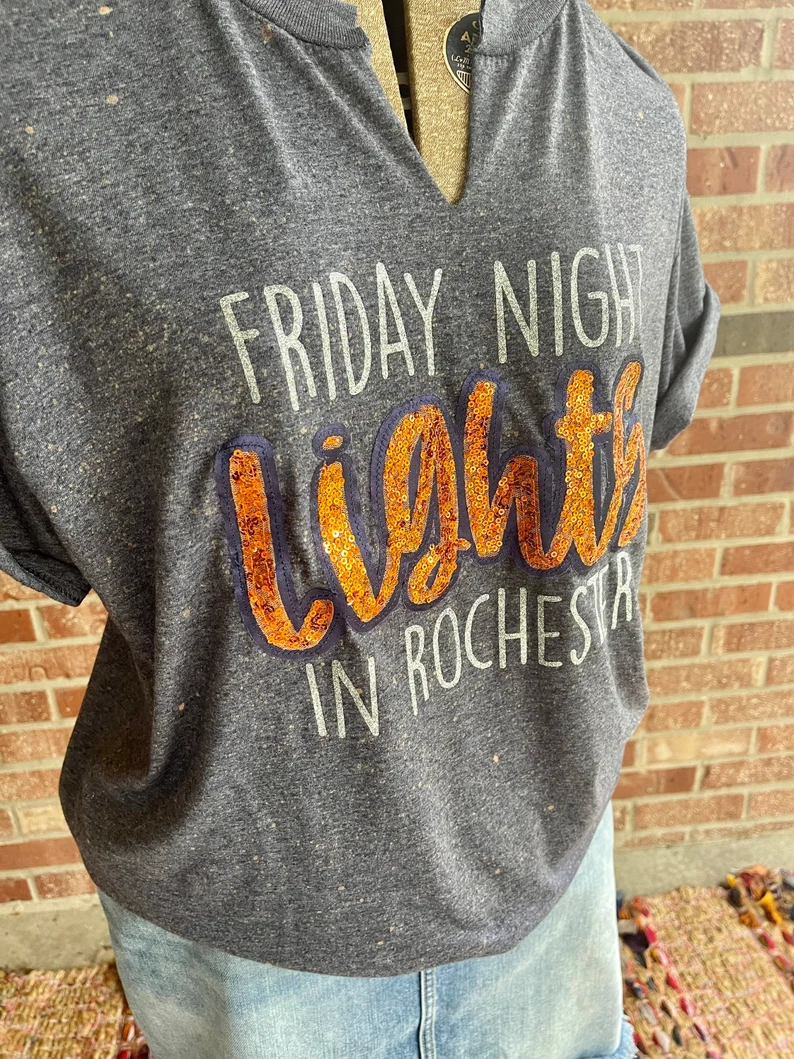 Friday Night Lights Spirit Tee – Glitter Letter Game Day Shirt