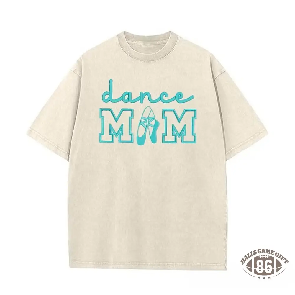 Dance Mom Embroidered Vintage Washed T-Shirt, Oversized Casual Dance Mom Tee