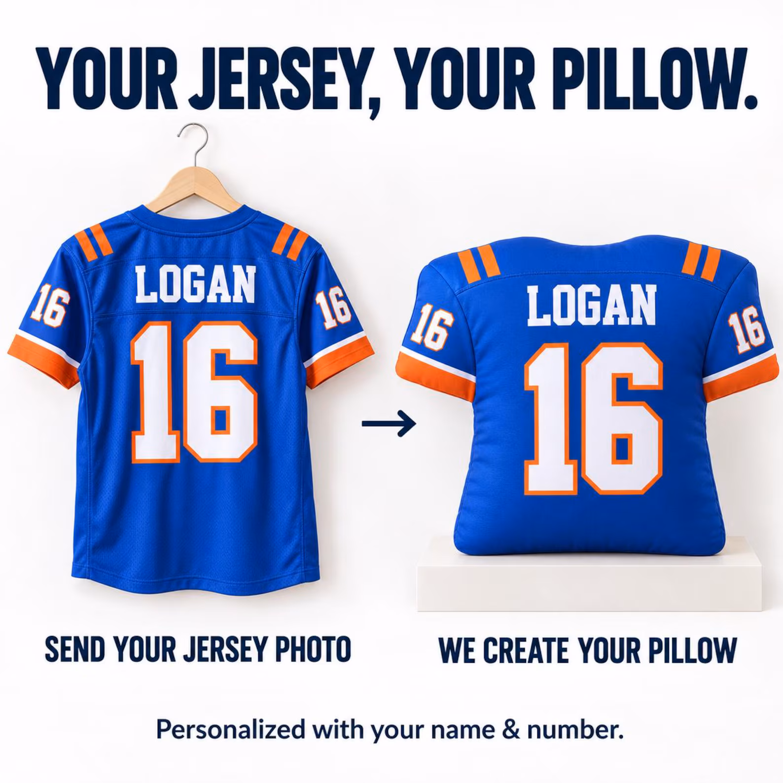 Personalized Football Jersey Pillow Custom Name Number Sports Cushion Youth Player Gift