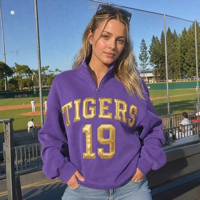 Custom Metallic Puff Print Quarter Zip Sweatshirt – Personalized Team Name & Number