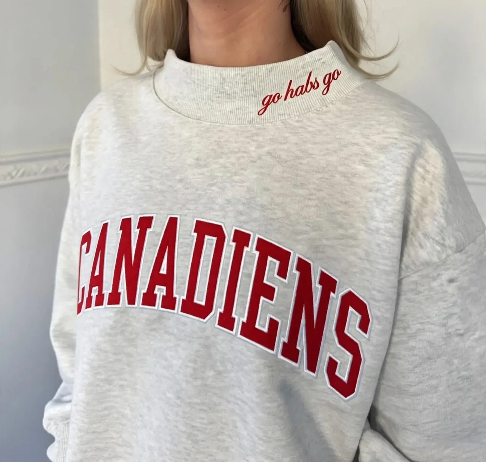 Custom Mock Neck Embroidered Team Name Sweatshirt – Stand-up Collar