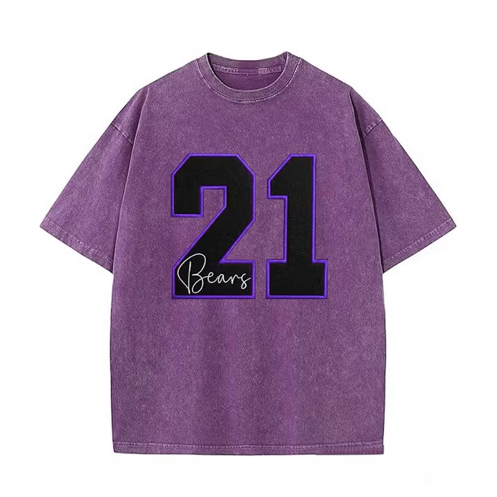 Custom Sports Number T-Shirt, Vintage Washed Team Spirit Casual Top