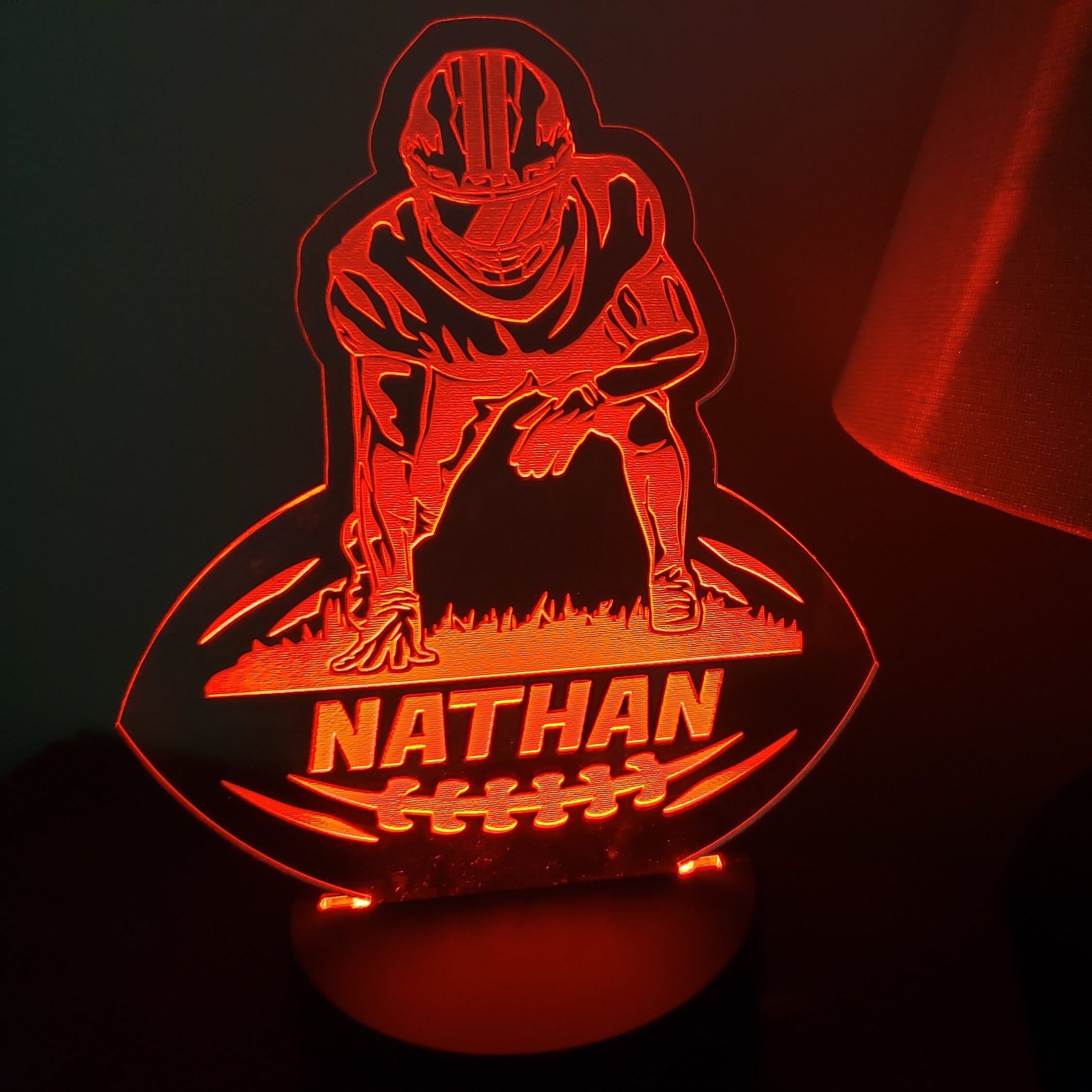 Personalized Football LED Night Light, Custom Name Acrylic Color-Changing Lamp, Sports Gift for Kids, Athletes & Football Fans