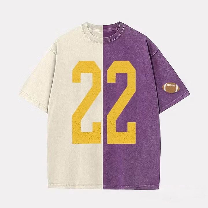 Custom Vintage Varsity Number or Letter Sport Team Two Tone Washed T-Shirt