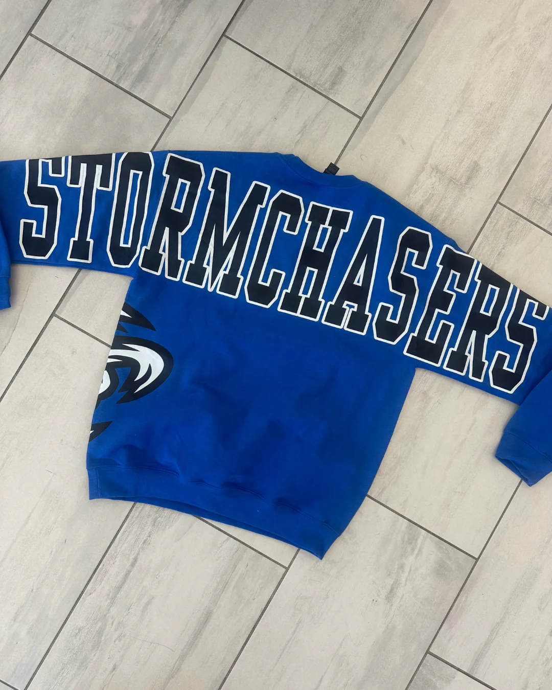 Retro Varsity Crewneck Sweatshirt, Vintage School Spirit Pullover, Oversized Casual Top