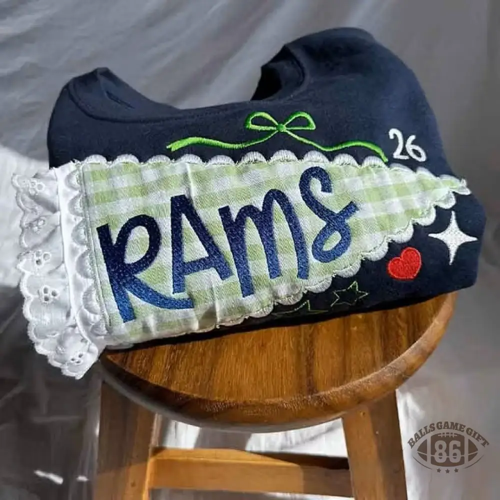 Custom Pennant Sweatshirt | Gingham Lace Applique Crewneck for Game Day Team Spirit