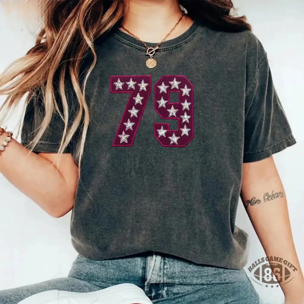 Custom Team Number with Stars Washed Sweatshirt Personalized Numbers