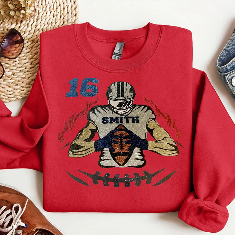 ✨ Game Day Glow On – Shine in Your Custom Glitter Football Tee or Sweatshirt! 🏈