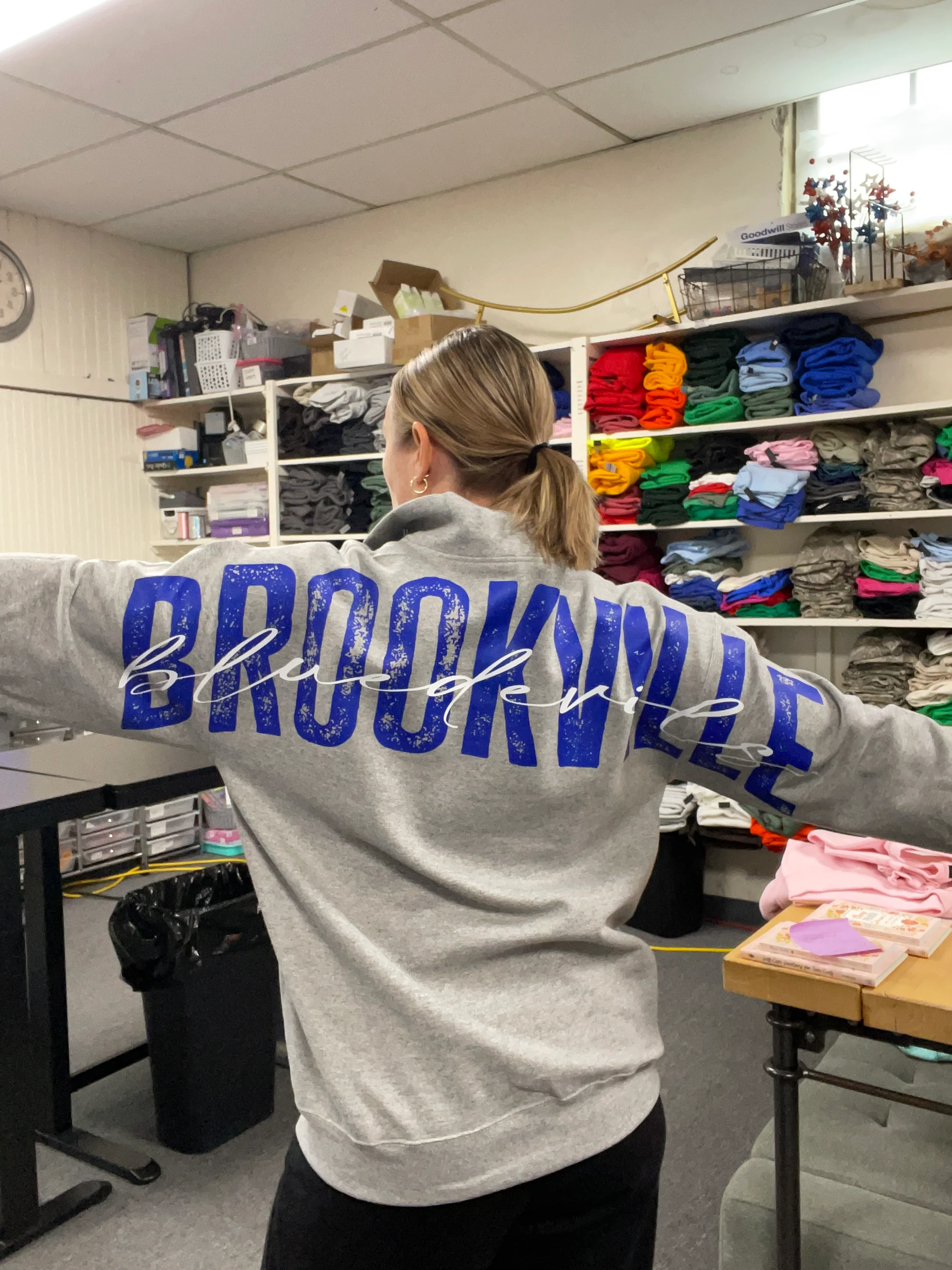 Custom 1/4 Zip Distressed Big Back With Front Print