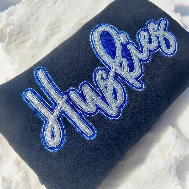 Personalized Sparkly Glitter Sequin Applique Embroidered Gameday Sweatshirt