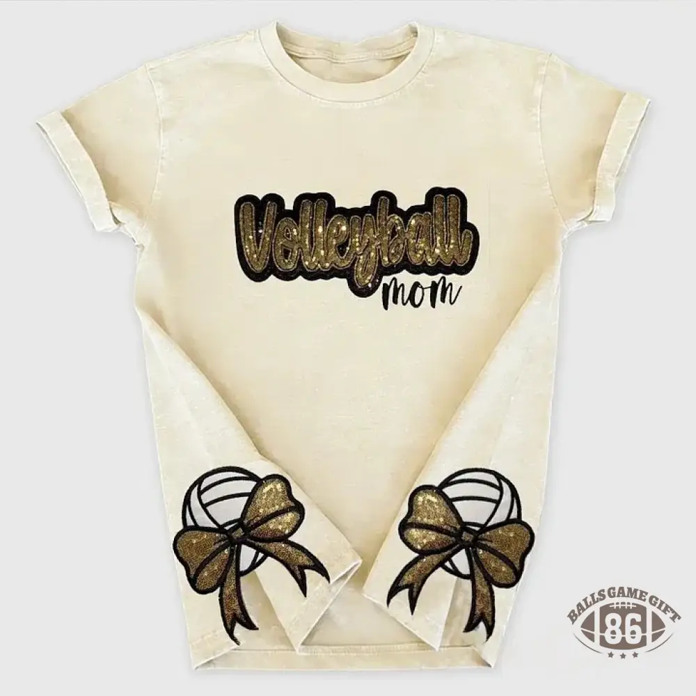 Sequin Volleyball Game Day Distressed T-Shirt with Side Bow Detail