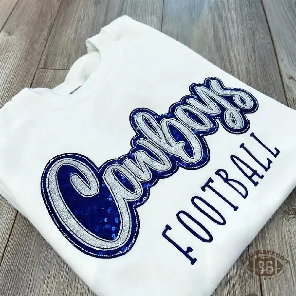 Personalized Sparkly Glitter Sequin Applique Embroidered Gameday Sweatshirt