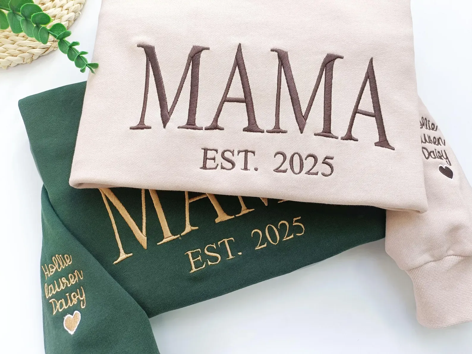 Personalized Mama Full Embroidered Sweatshirt, New Mom Outfit, Mother's Day Gifts.