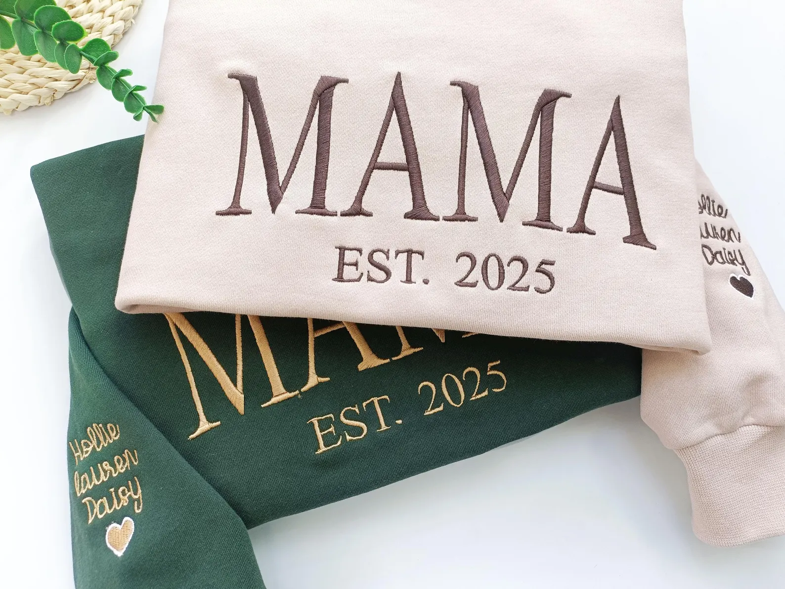 Personalized Mama Full Embroidered Sweatshirt, New Mom Outfit, Mother's Day Gifts.