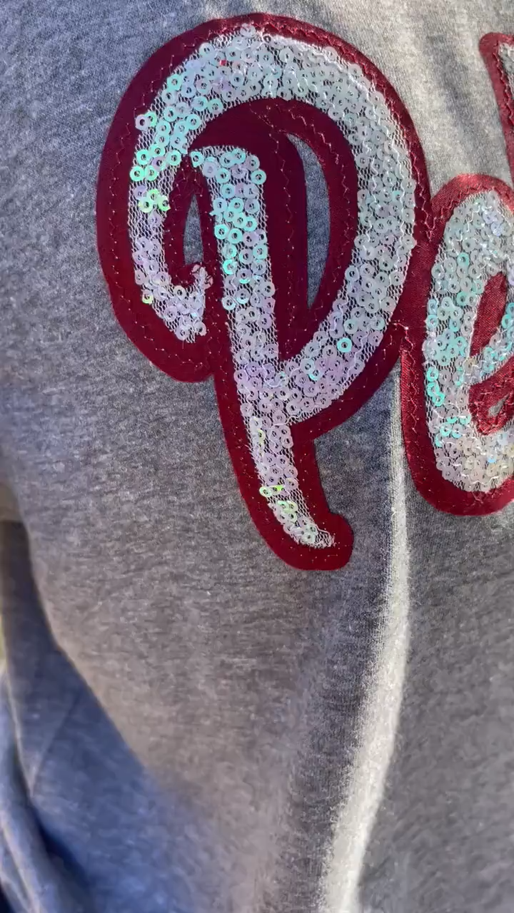 Personalized Team Shirts Custom Sportswear with Mascot Design Sparkle Glitter Sequin T-Shirt for Cheerleading & Events