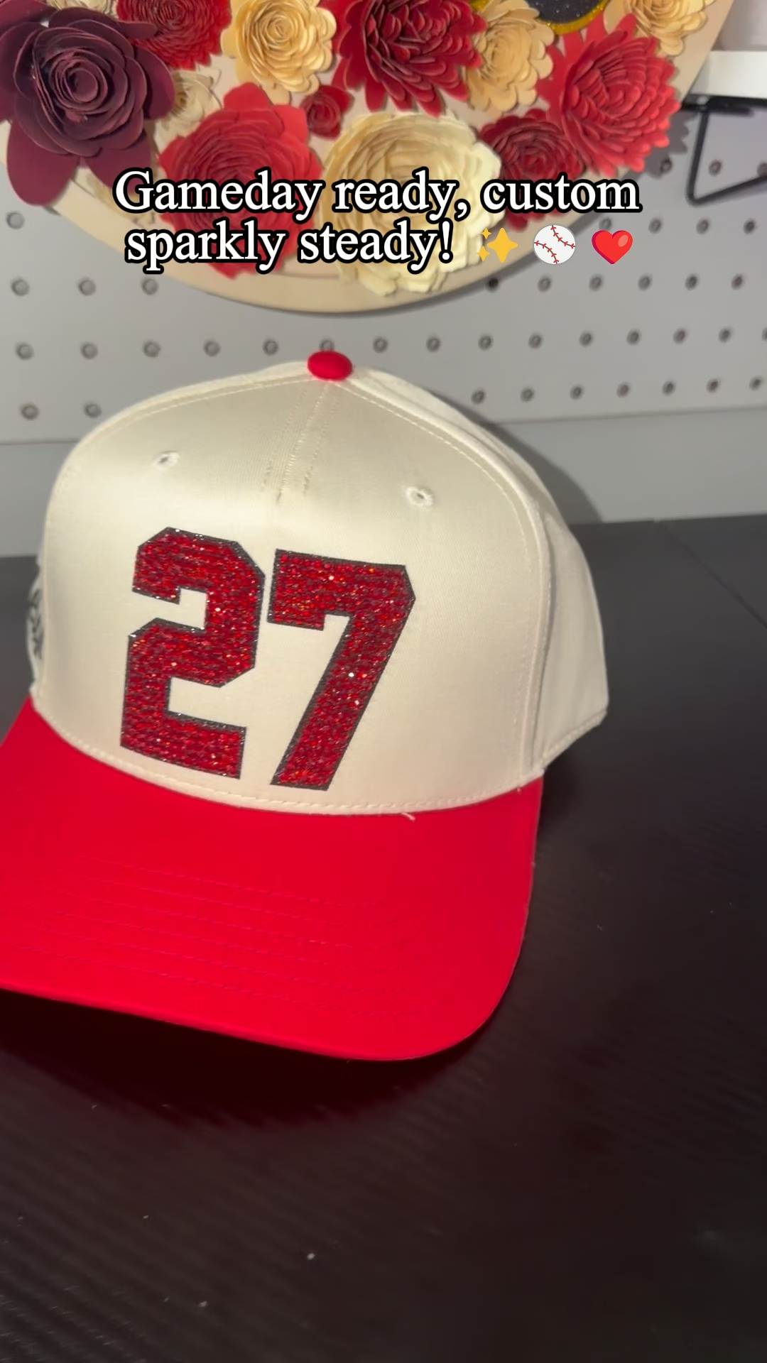 Bling Sparkle Rhinestone Custom Number Game Day Cap, Cute Two Tone Personalized Sports Mom Hat