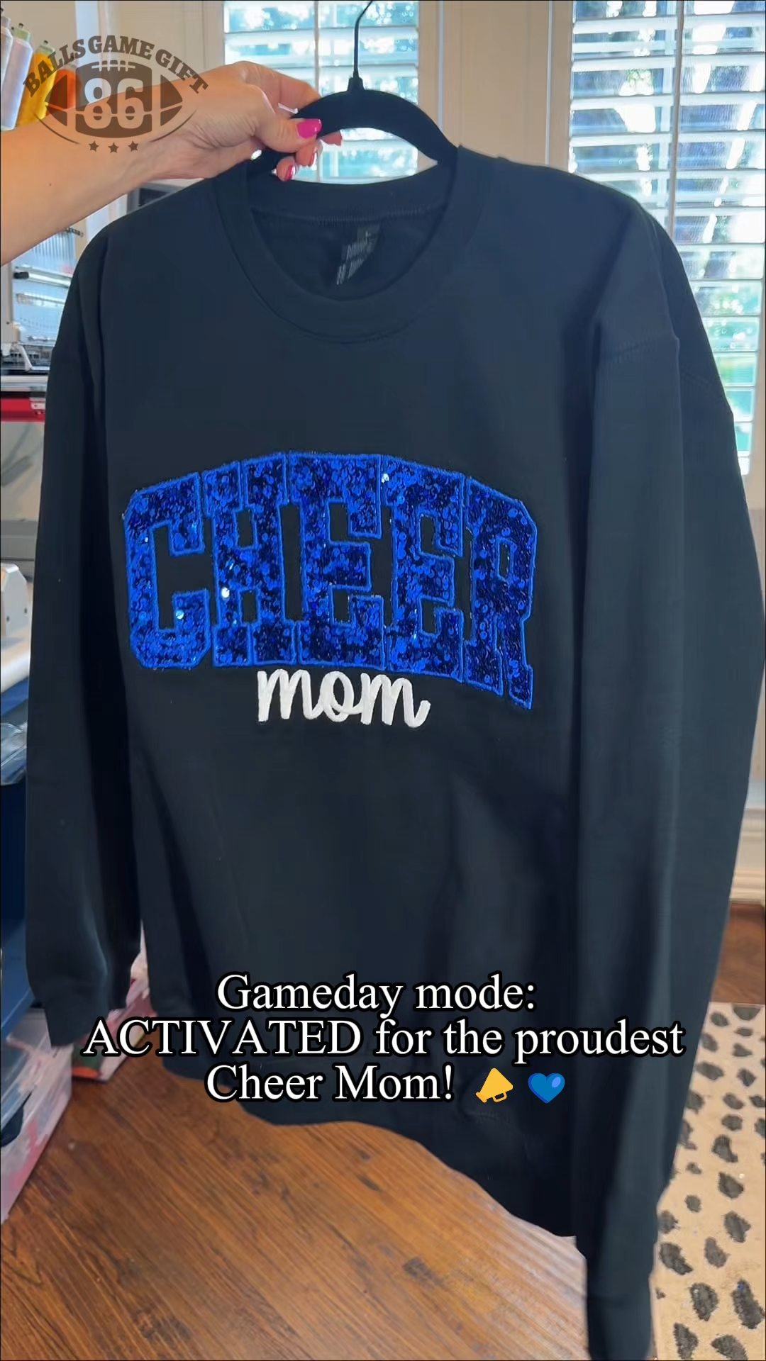  Custom Back Name Rhinestone Cheer Bow Crewneck