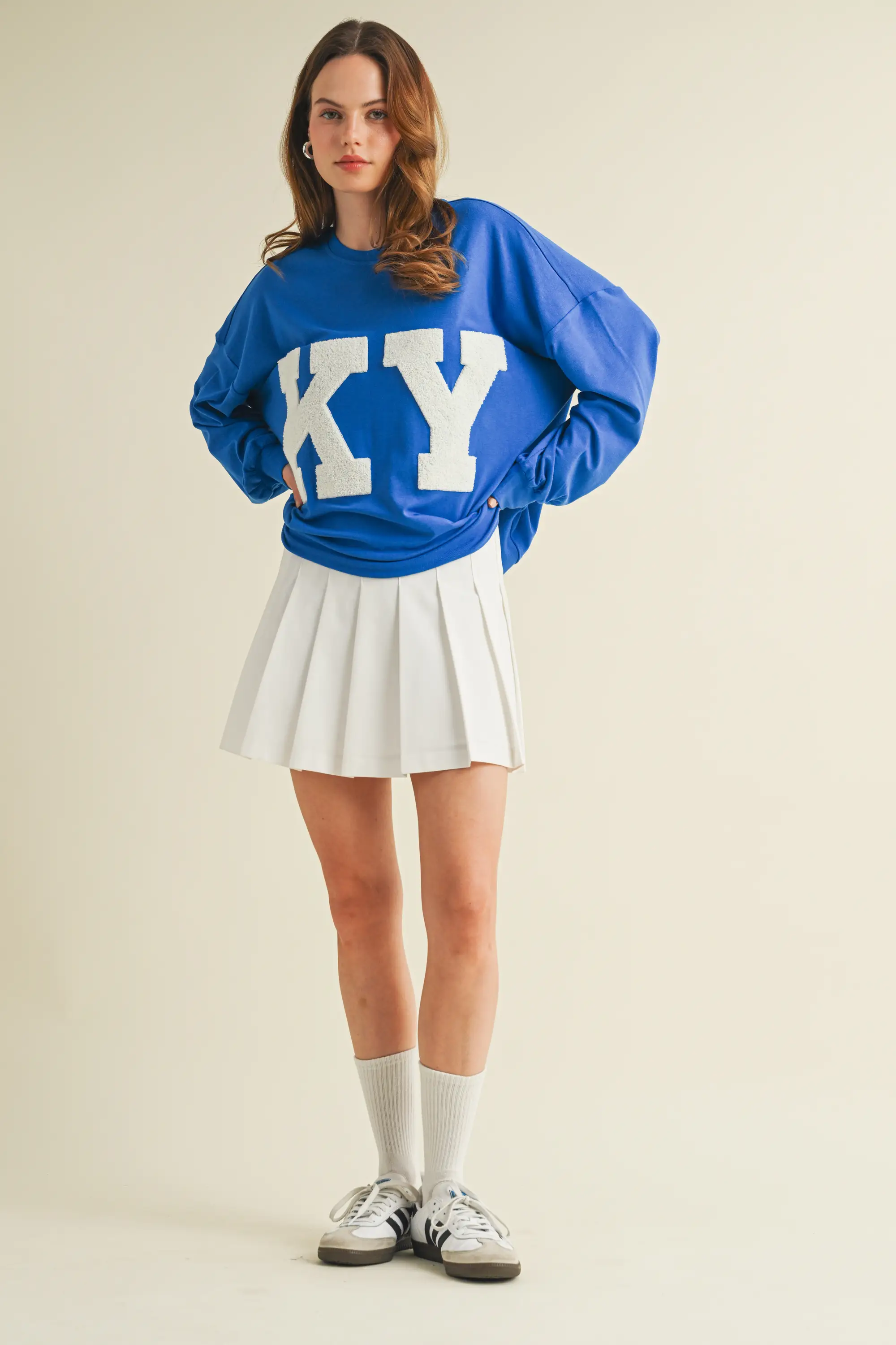 Y2K Style KY Oversized Appliqué Crewneck Sweatshirt