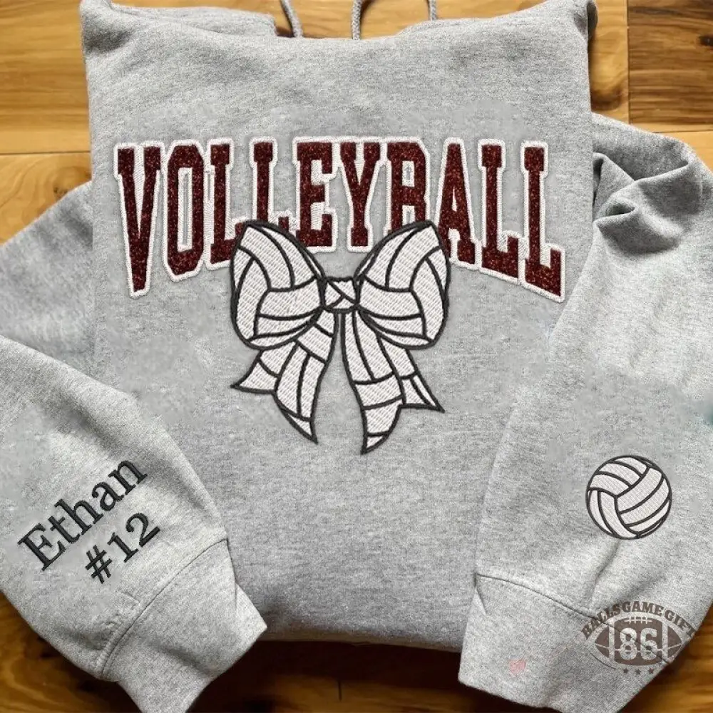 Custom Bow Applique Embroidery Apparel Fan Shirt Player Gift Crewneck Hoodie T-Shirt
