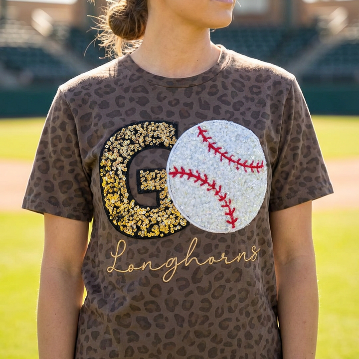 Custom Game Day Baseball Sweatshirt – Sequin Varsity Letter