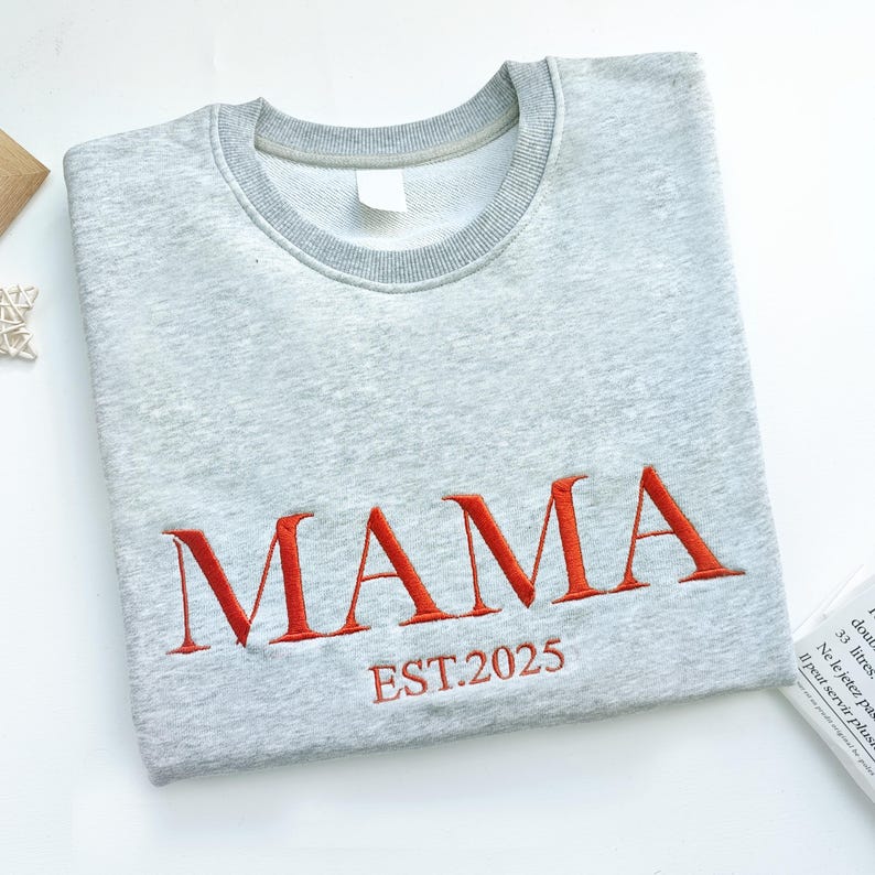 Personalized Mama Full Embroidered Sweatshirt, New Mom Outfit, Mother's Day Gifts.