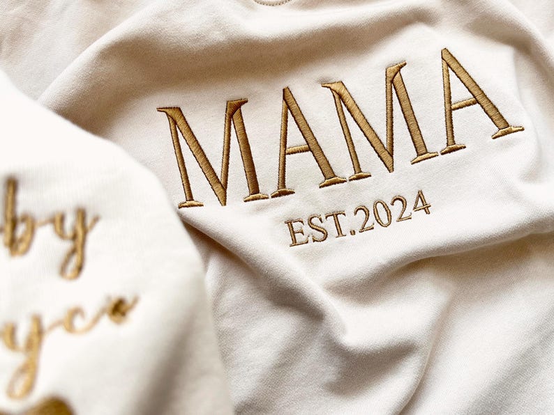 Personalized Mama Full Embroidered Sweatshirt, New Mom Outfit, Mother's Day Gifts.