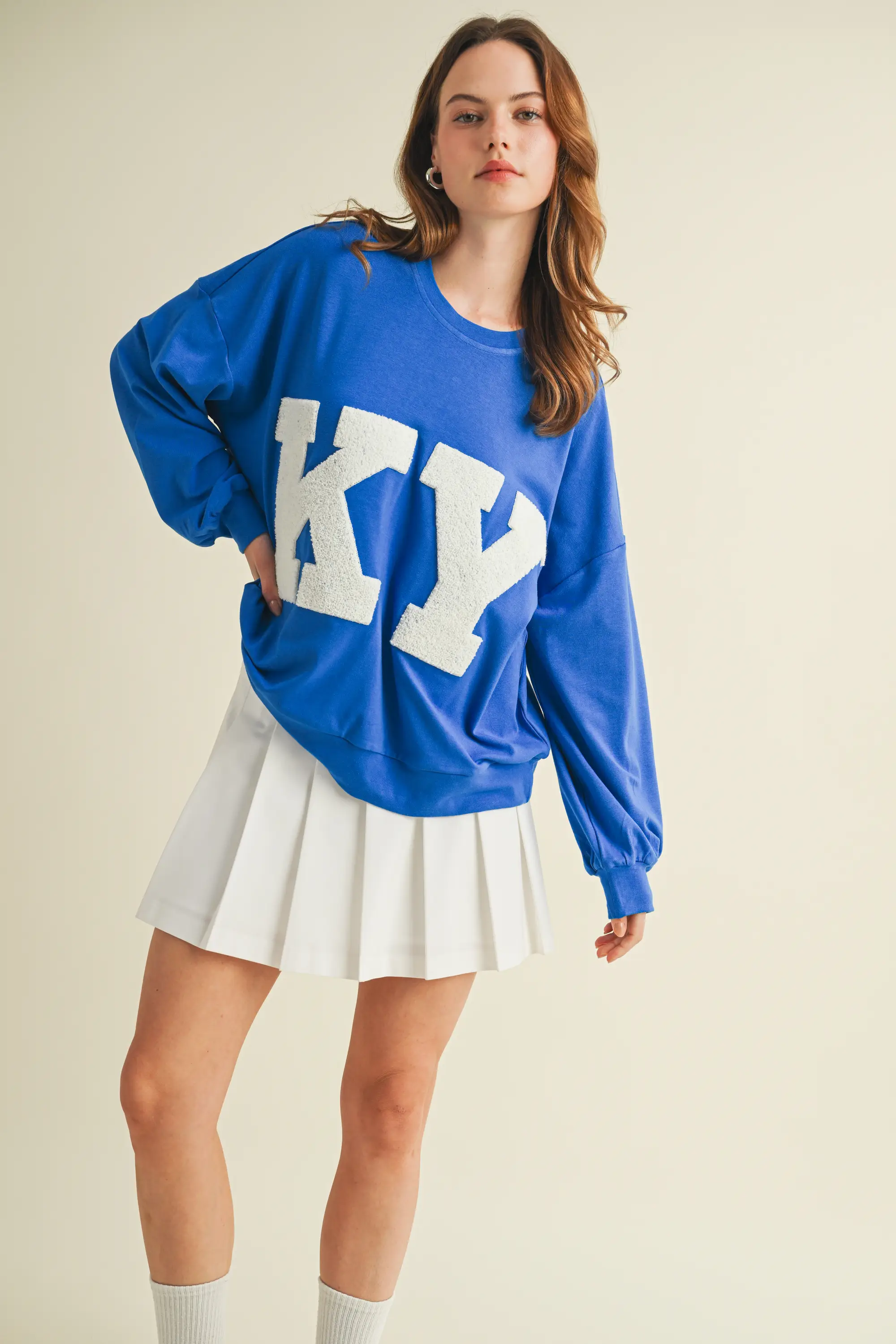 Y2K Style KY Oversized Appliqué Crewneck Sweatshirt