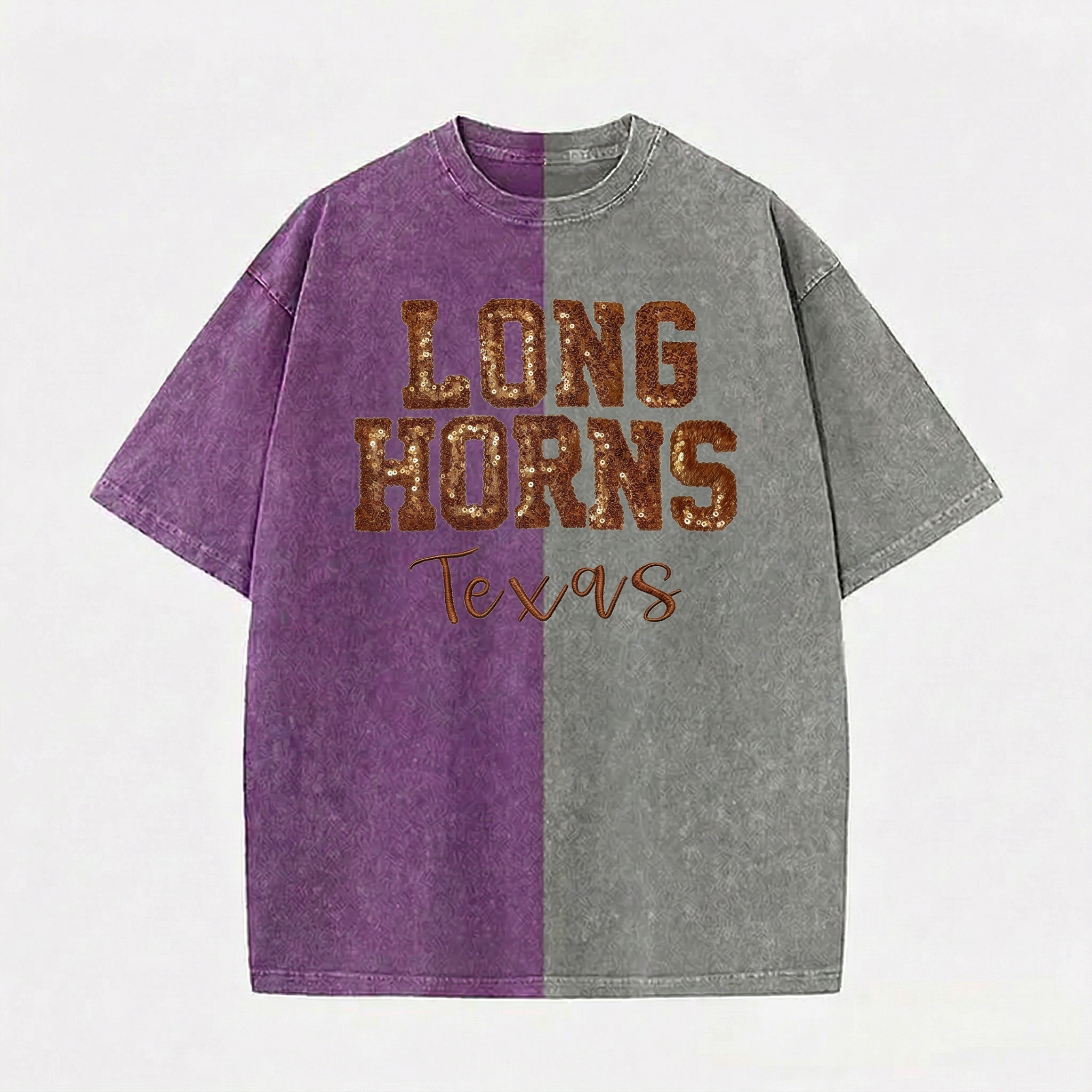 Personalized Sequin Applique Game Day Two Tone Washed T-shirt Gifts for Sports Mom