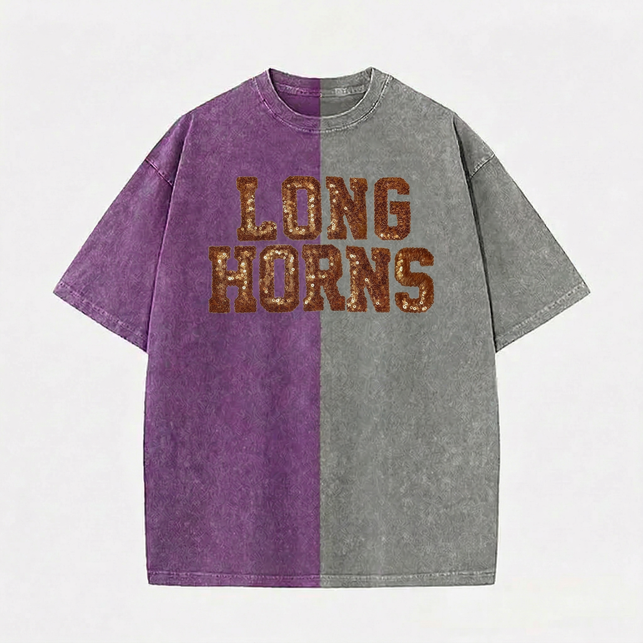 Personalized Sequin Applique Game Day Two Tone Washed T-shirt Gifts for Sports Mom