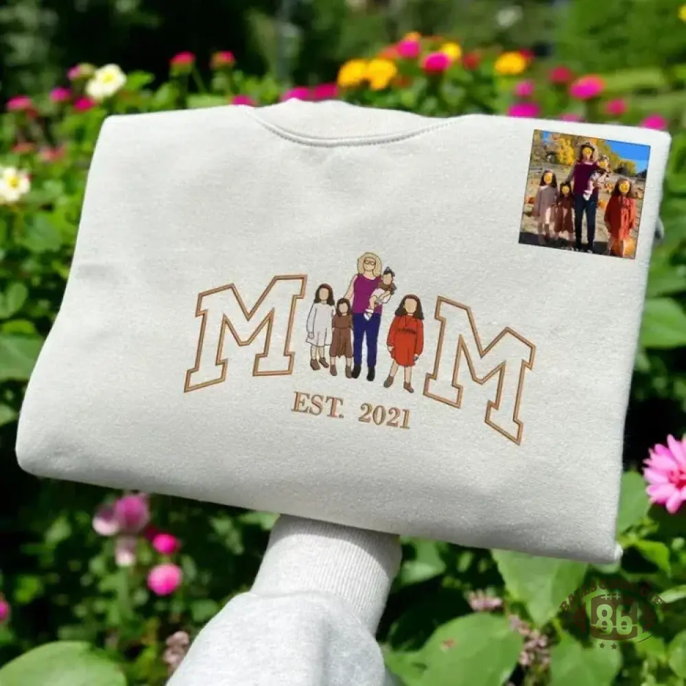 Customized Mom Mum Mother-Child Photo Mother's Day Embroidered Sweatshirt