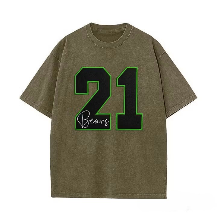 Custom Sports Number T-Shirt, Vintage Washed Team Spirit Casual Top