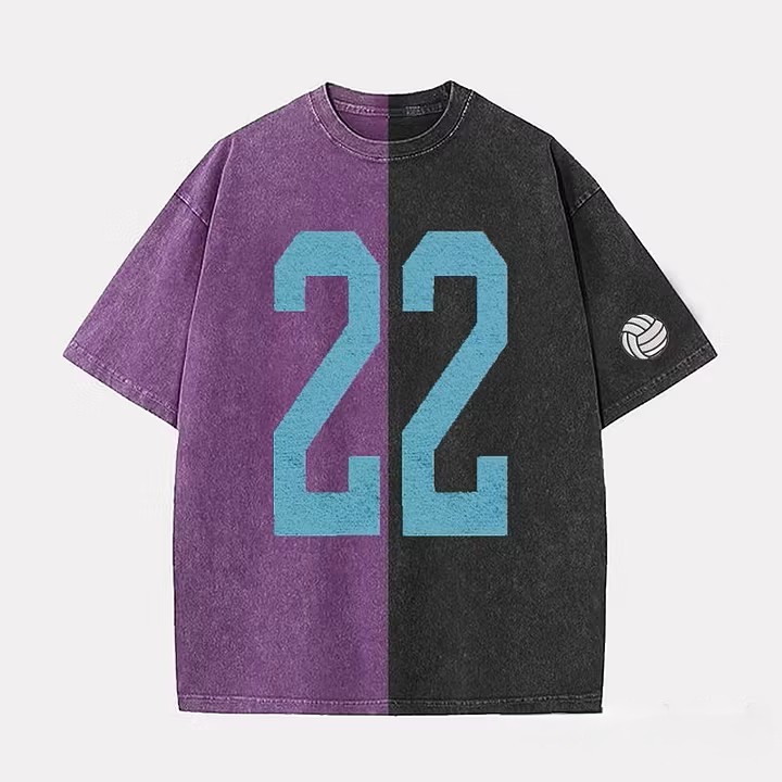 Custom Vintage Varsity Number or Letter Sport Team Two Tone Washed T-Shirt