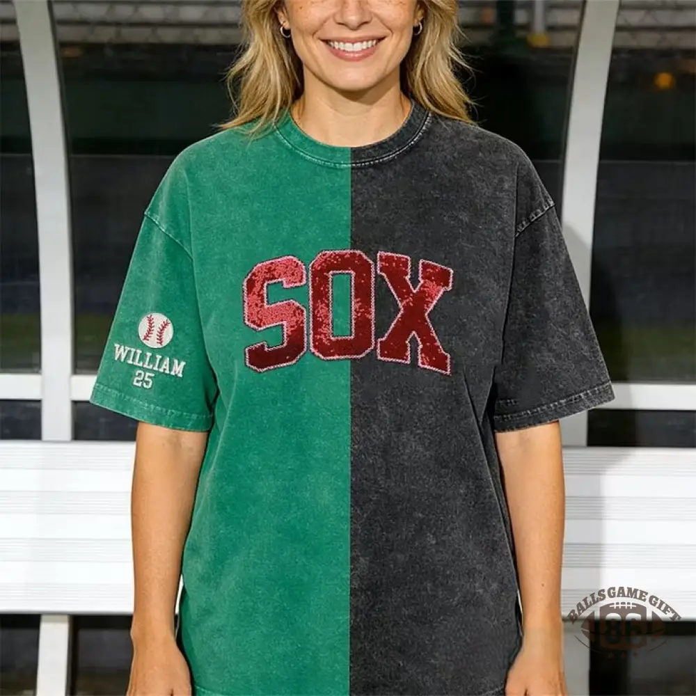 Personalized Sequin Applique Mascot Team Name Game Day Two Tone Washed T-shirt Gifts for Sports Mom