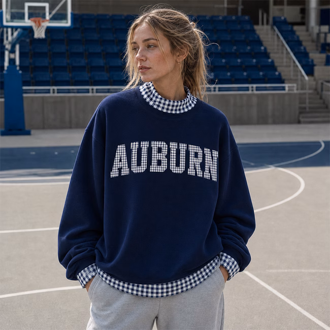 Custom Team Gingham Patchwork Mock Neck Sweatshirt