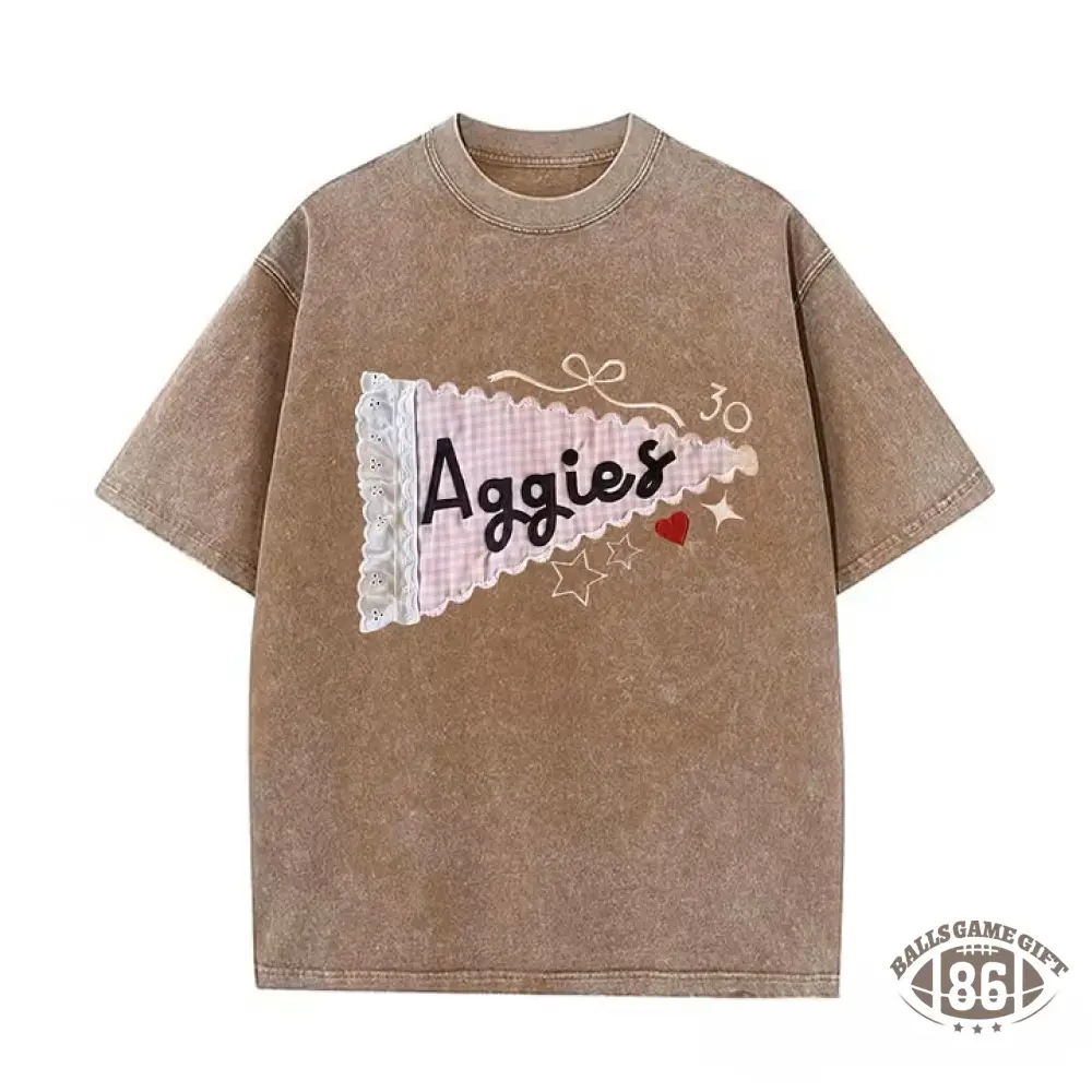 Custom Mascot & Team Spirit Washed Tee with Lace Pennant Applique ✨