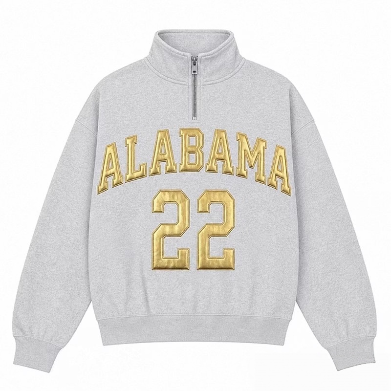 Custom Metallic Puff Print Quarter Zip Sweatshirt – Personalized Team Name & Number