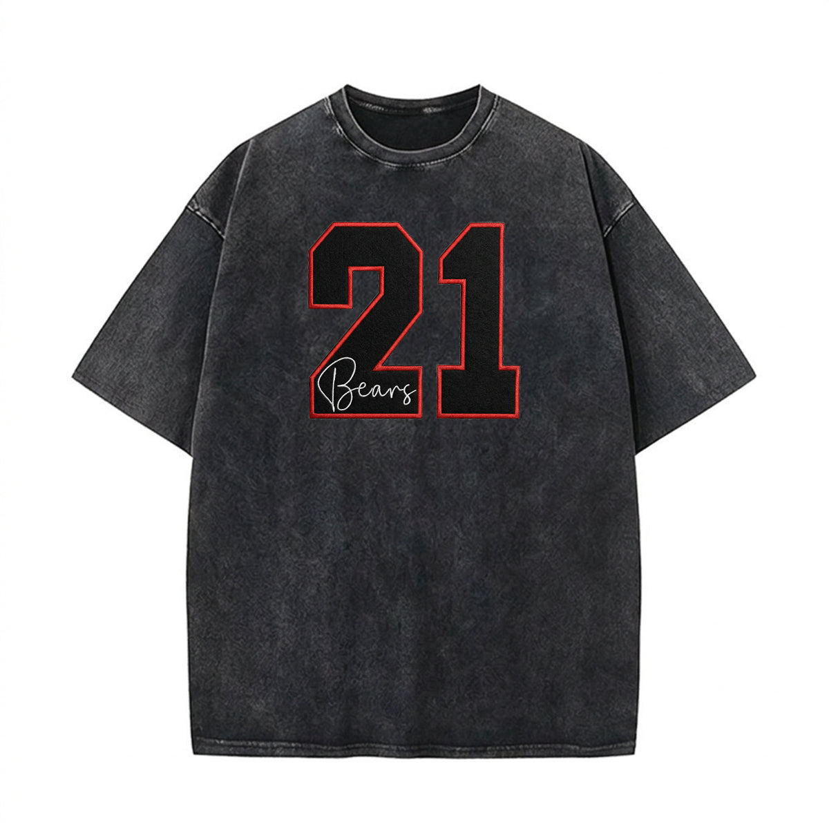 Custom Team Number with Text Washed T-shirt– Personalized Numbers Washed T-shirt