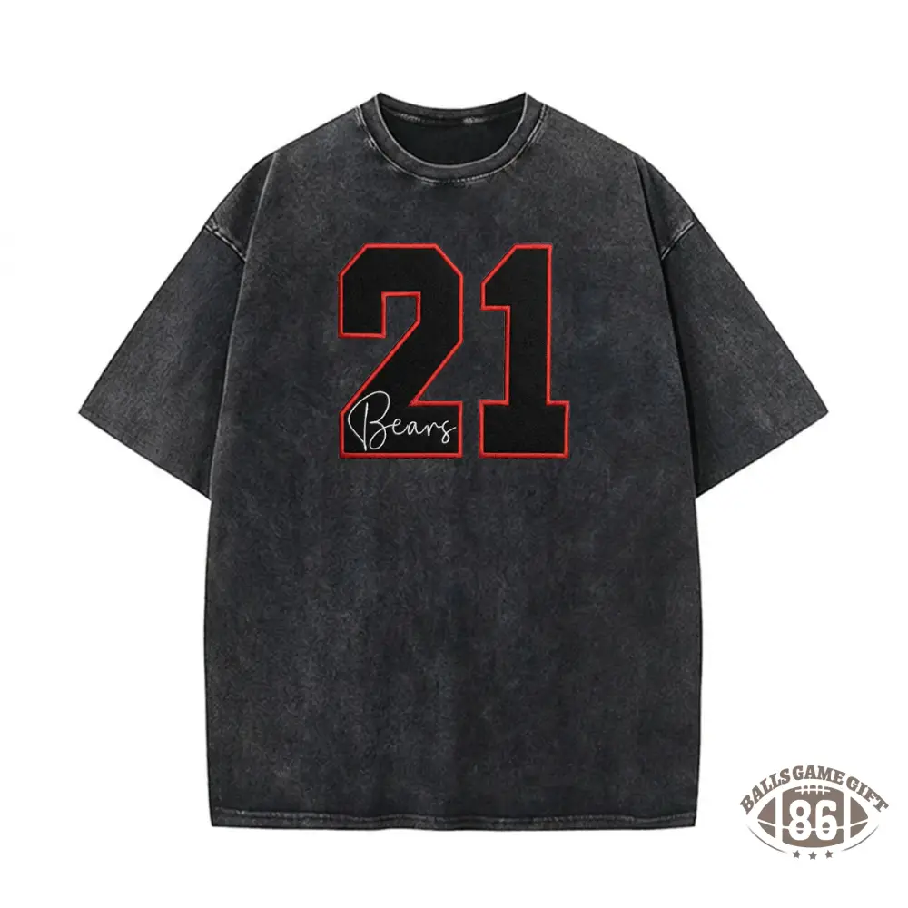 Custom Team Number with Text Washed T-shirt– Personalized Numbers Washed T-shirt