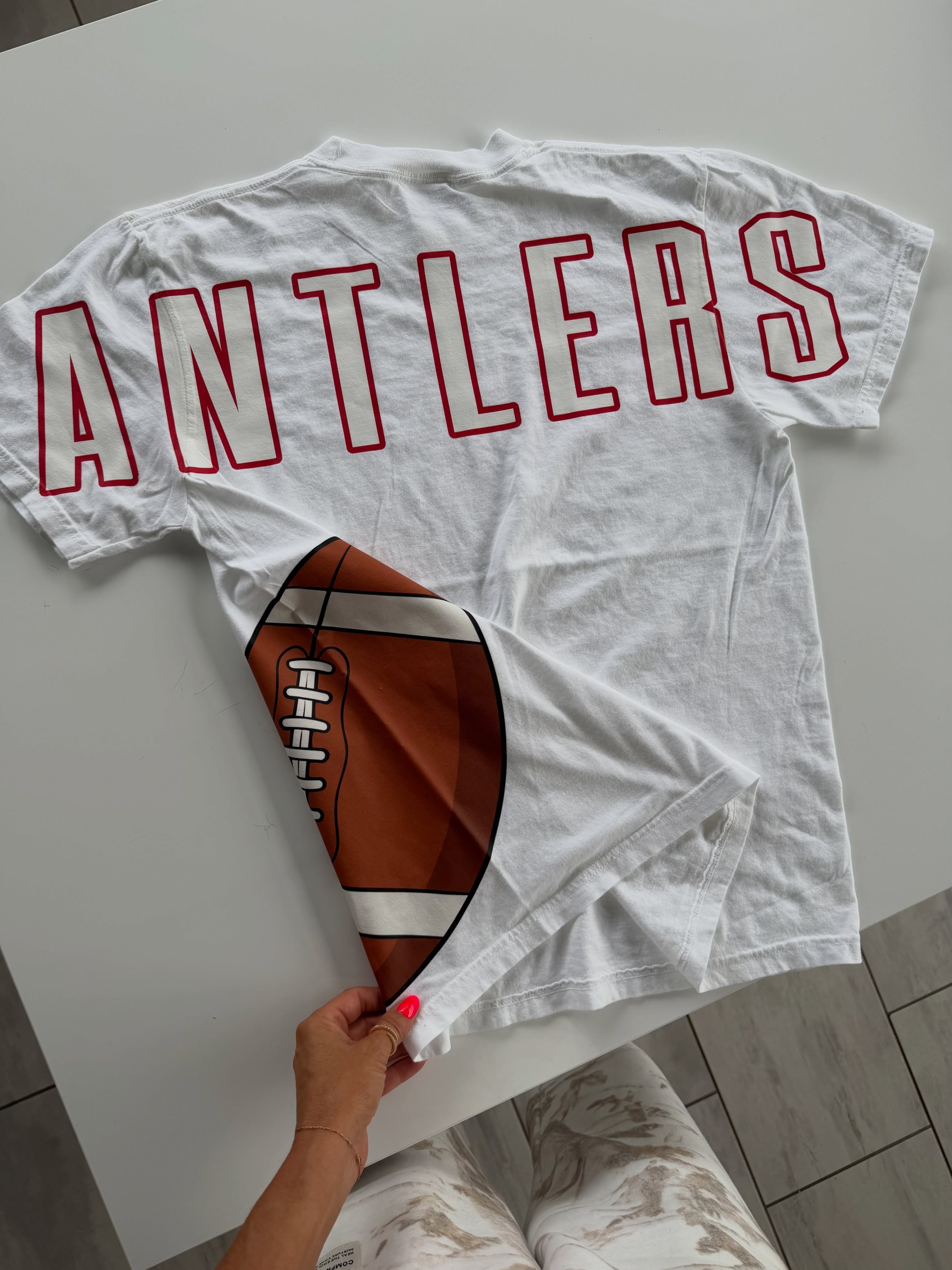 Custom Varsity Letter Side Seam Tee | Oversized Collegiate Game Day T-Shirt