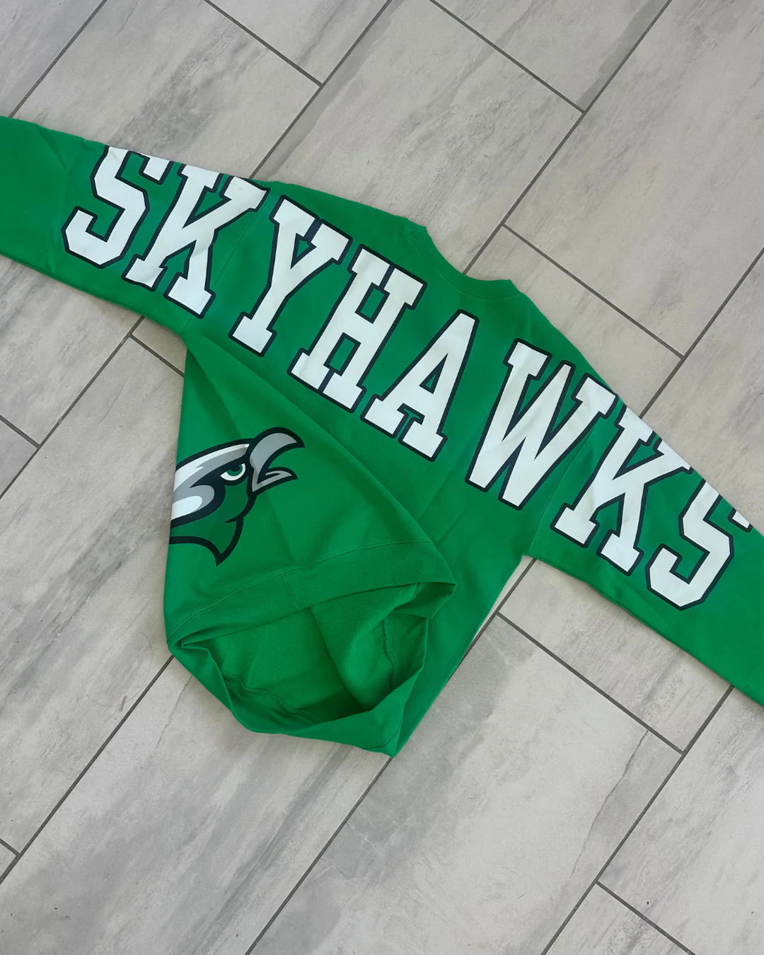 Retro Varsity Crewneck Sweatshirt, Vintage School Spirit Pullover, Oversized Casual Top