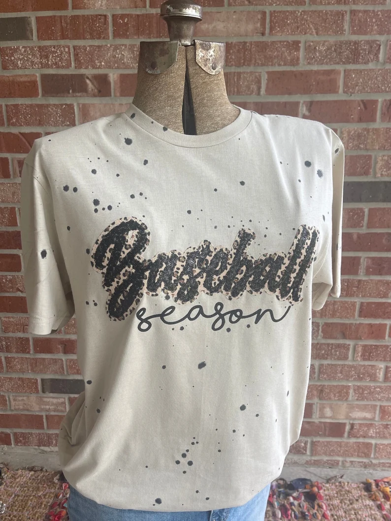 Customizable Baseball Season Leopard Splatter Tee - Make It Your Own Game Day Vibe
