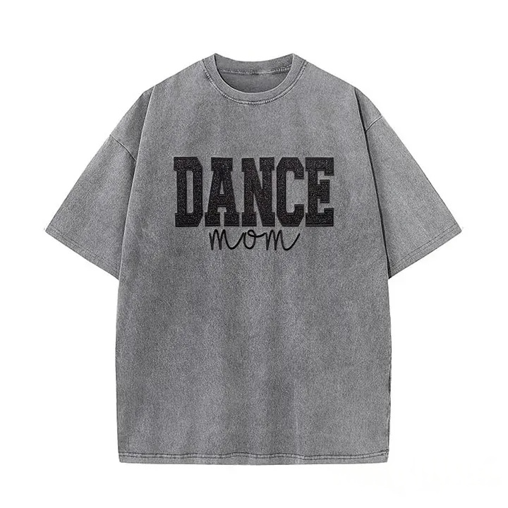 Personalized Embroidered Dance Mom Washed T-Shirt with Kids Name on Sleeve