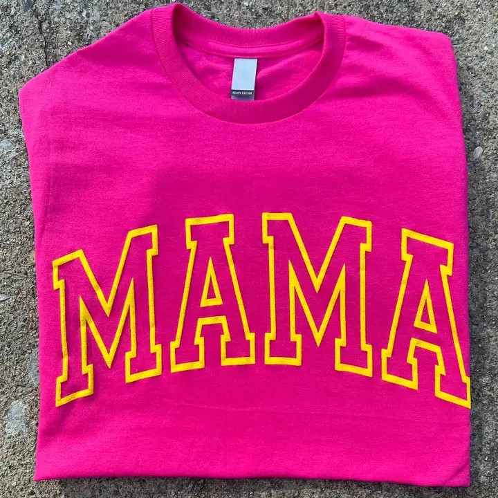 Cute MAMA Puff Print T-Shirt, The Perfect Summer Mom Gift