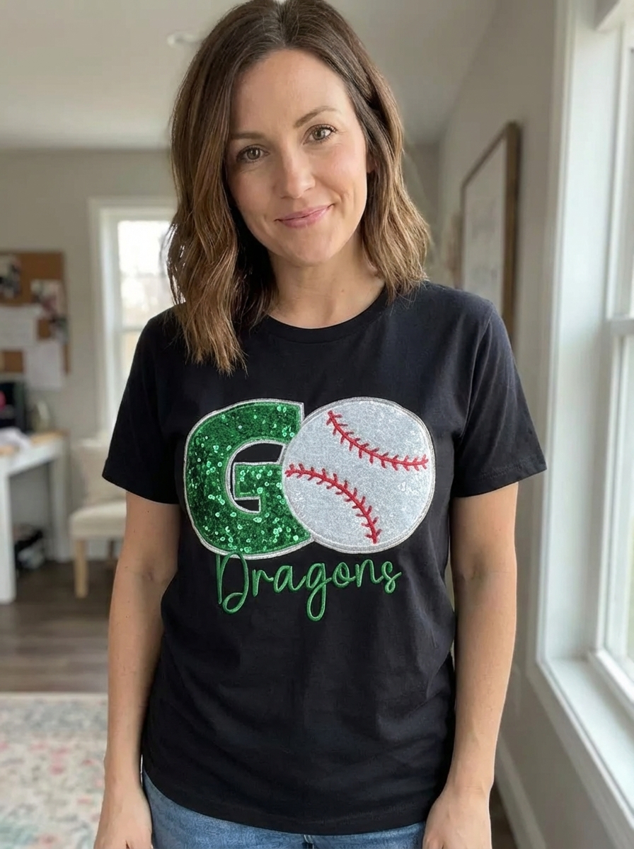 Custom Game Day Baseball Sweatshirt – Sequin Varsity Letter