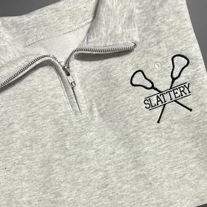 Personalized Embroidered Lacrosse Quarter zip Sweatshirt with Name Custom Lacrosse Mom Pullover